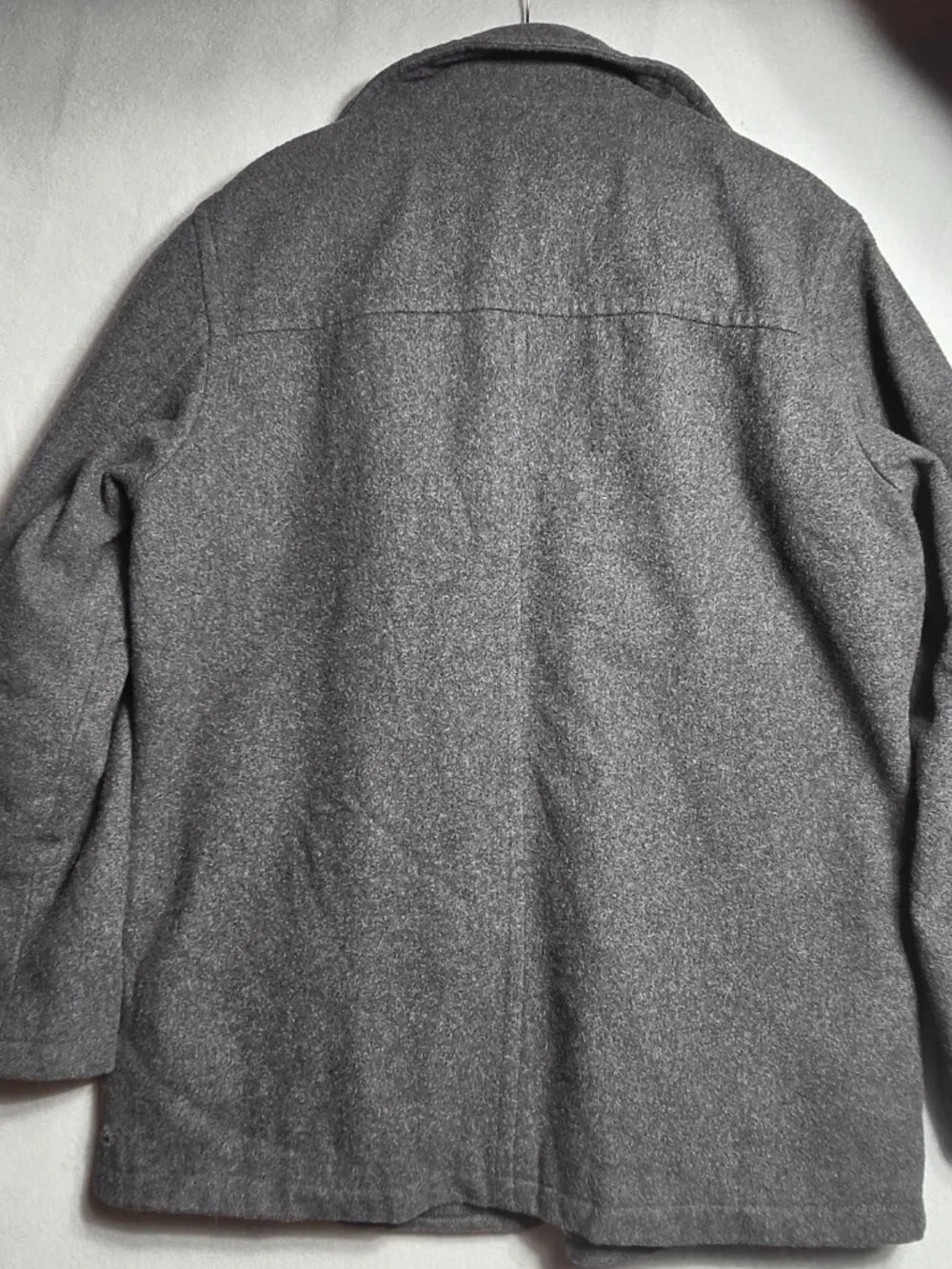 Vintage J.Crew Wool Car Coat Jacket Gray Mens Large Tall LT Heavyweight Quilted